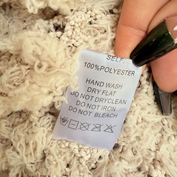 Aaron & Amber Fuzzy Loop Knit Boho Cardigan Sweater in Beige size Medium NWOT - Picture 11 of 12